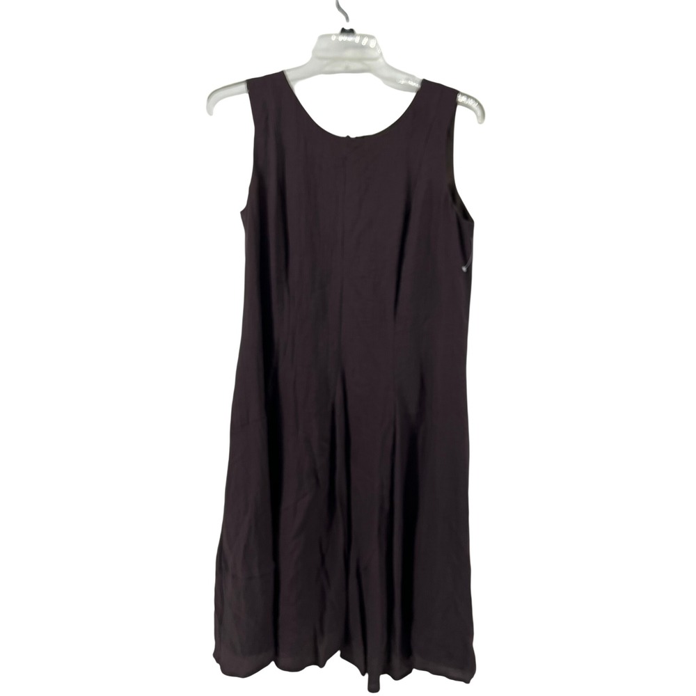 Coldwater Creek Womens Sleeveless Crinkle Midi Dress Plum Brown Size 16 summer